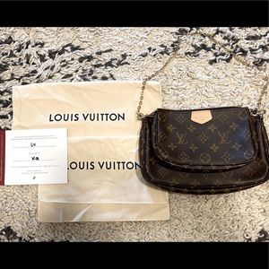 Louis Vuitton multi pochette—large and small bag with gold chain only
